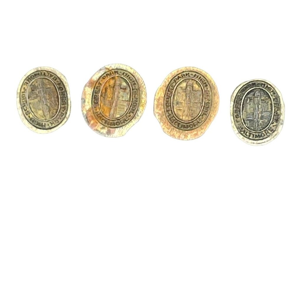 Forest Park MD High School Gold Charm Pendant Fob Set Of 4 Vintage 1940s